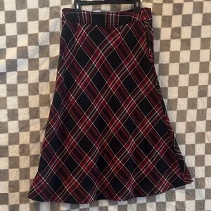 East 5th Women’s Black, White, Red Plaid A-Line Skirt Size 14